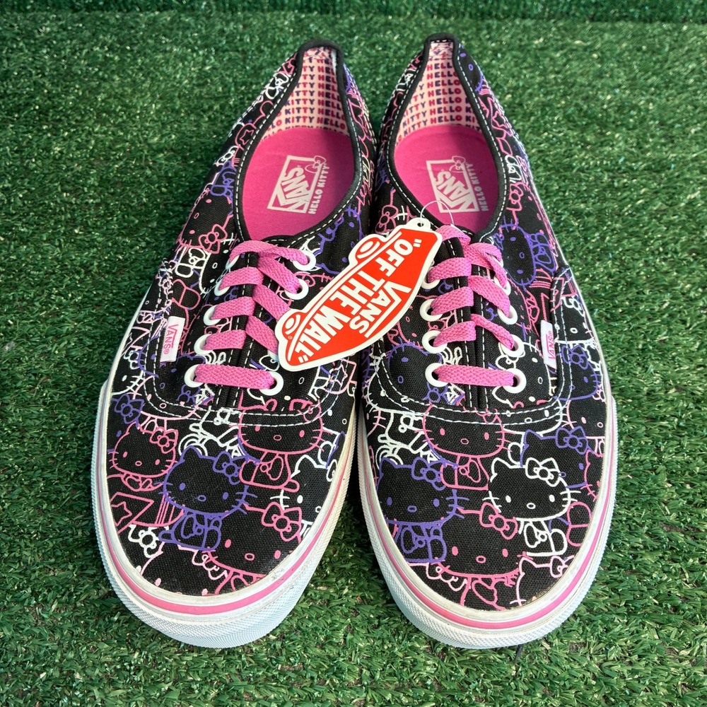 NEW Vans x Hello Kitty Authentic Glow In The Dark Neon Sneakers Black Womens 11
